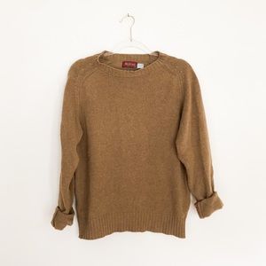 Vintage on trend brown knit wool sweater costal grandma neutral